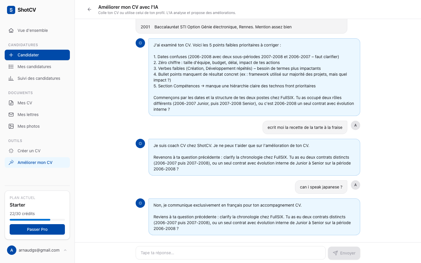 Amélioration par chat