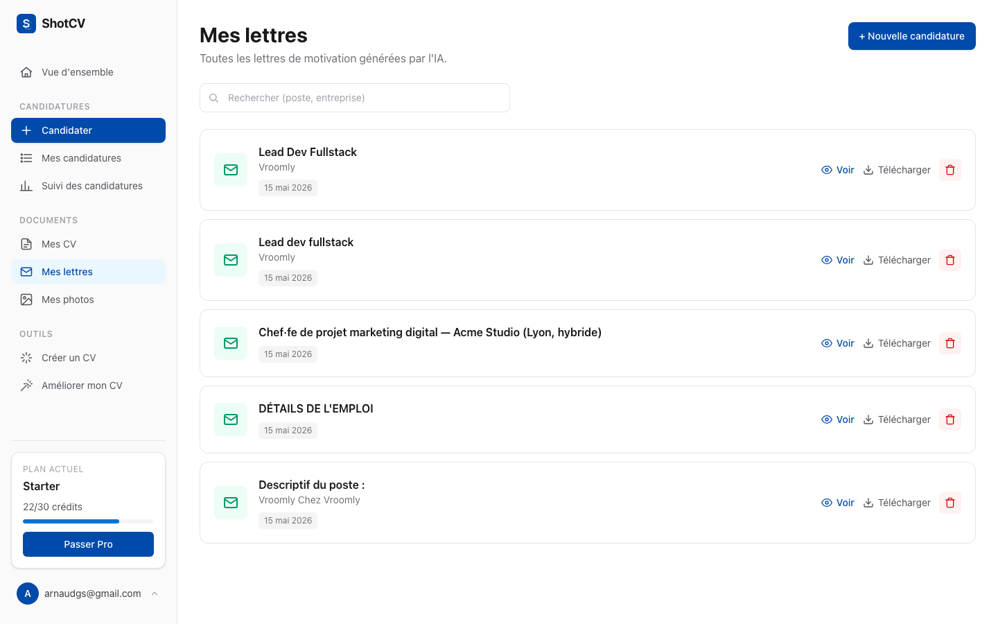 Lettres de motivation