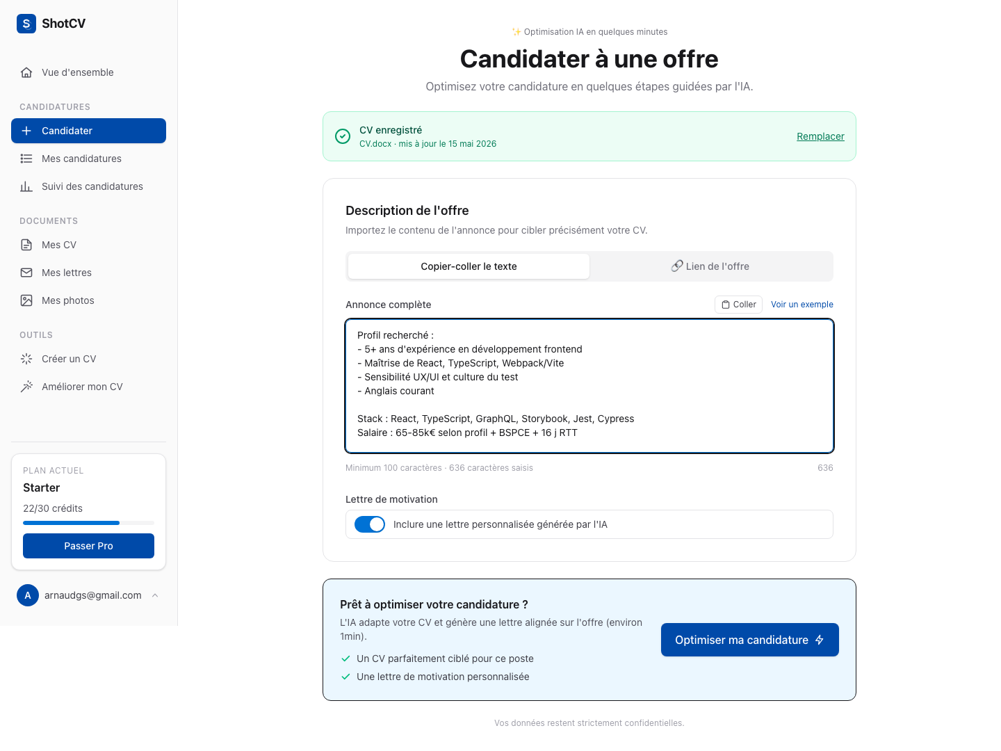 Nouvelle candidature