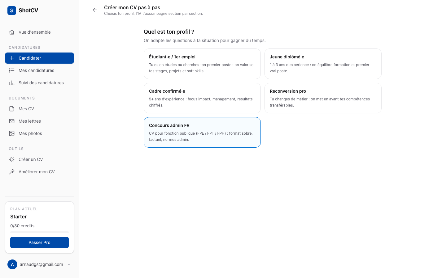Builder guidé par persona